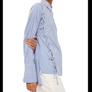 ❤️ TOPSHOP STRIPE LACE UP SIDES DETAIL SHIRT ❤️